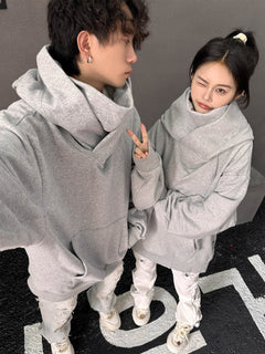 Loose High Collar Fleece Lined Hoodie - JOrigin