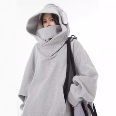 Loose High Collar Fleece Lined Hoodie - JOrigin