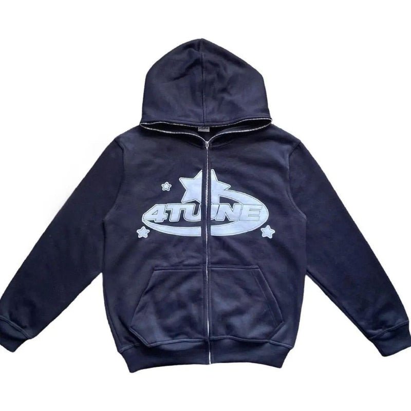 Star Printed Zip Up Hoodies - JOrigin